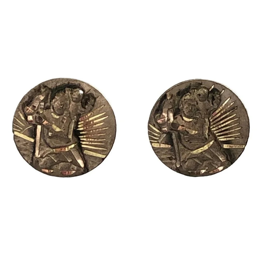 Swift and Fisher Sterling Silver Saint St Christopher Religious Martyr Cufflinks